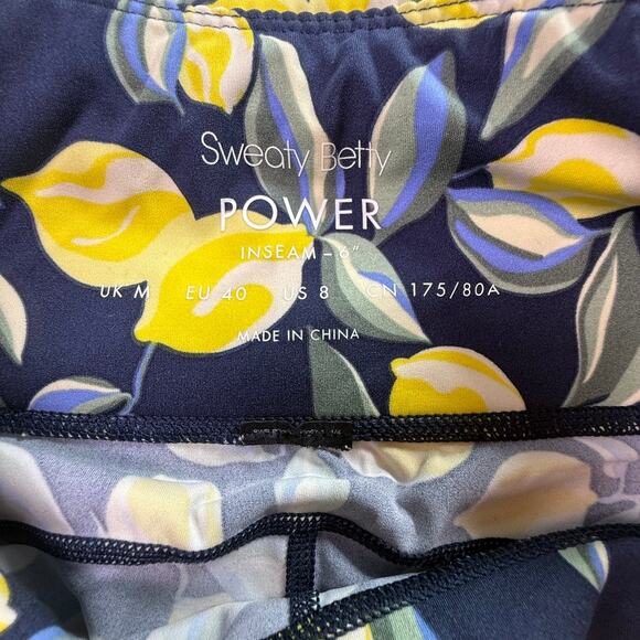 Sweaty Betty Power 6” Bike Shorts in Blue Lemon Tree Size Medium  US 8 - Picture 4 of 15